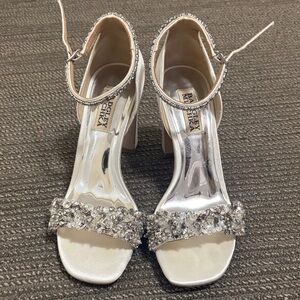 Badgley Mischka Silver Embellished Heels